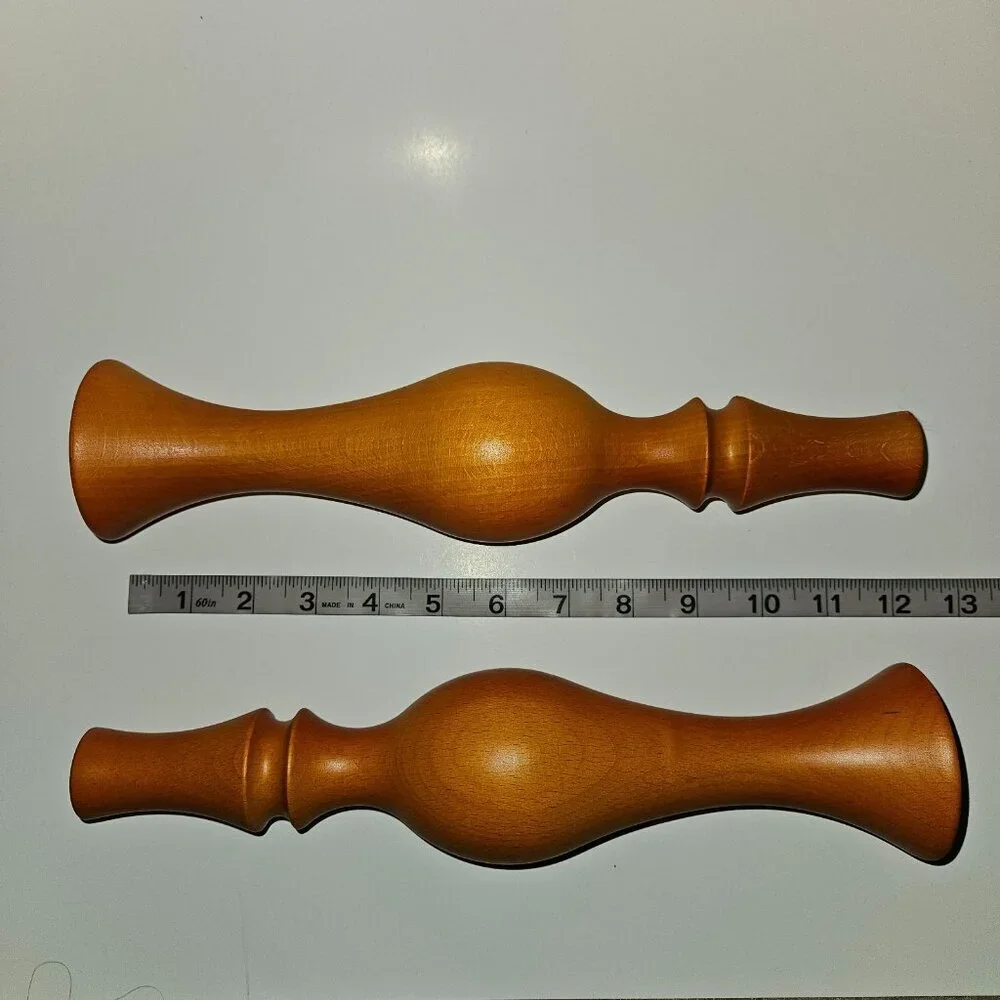 2 Wood Vases For Faux Flowers NARROW NECK Matching Pair READ